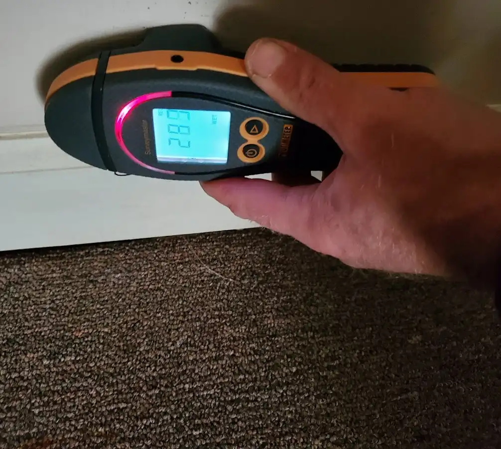 Moisture detection at baseboard during Mold Inspection & Testing in Middlebury
